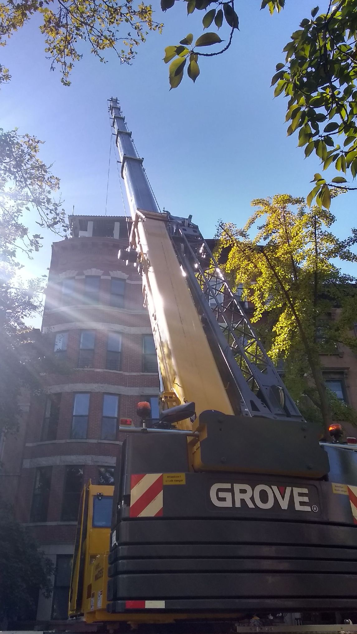 GROVE crane at historic building