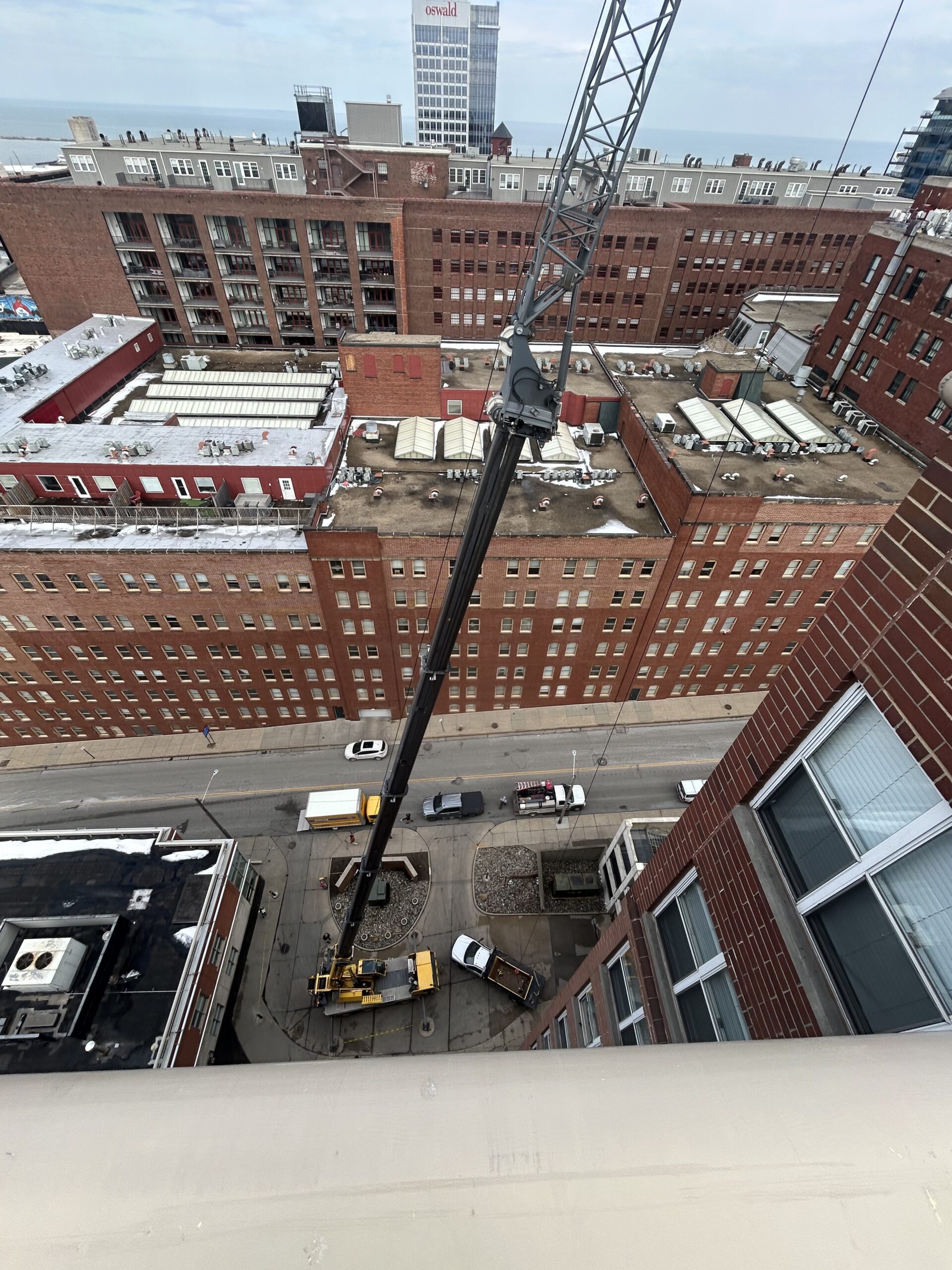 Aerial crane boom view